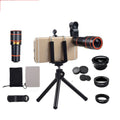 Compatible with Apple Mobile Phones, 12X Telephoto Lens Set with Tripod, U-Shaped Clip, Wide-Angle, and Macro Fisheye
