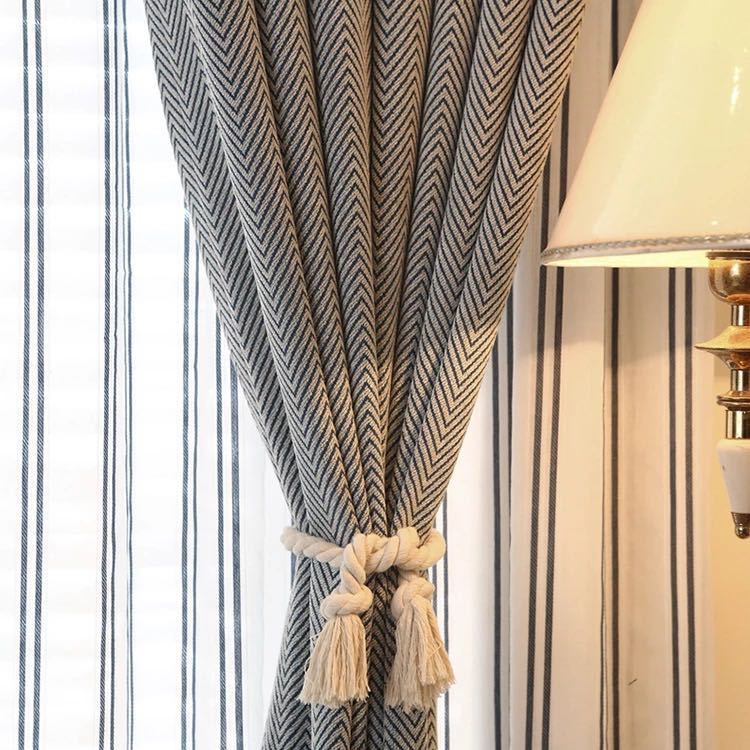 1 Pair Length 80Cm Thick Lines Twisted Decorative Drawstring-Foot Cotton Natural Rope Bags Curtain Buckle Straps Tying Home Decor