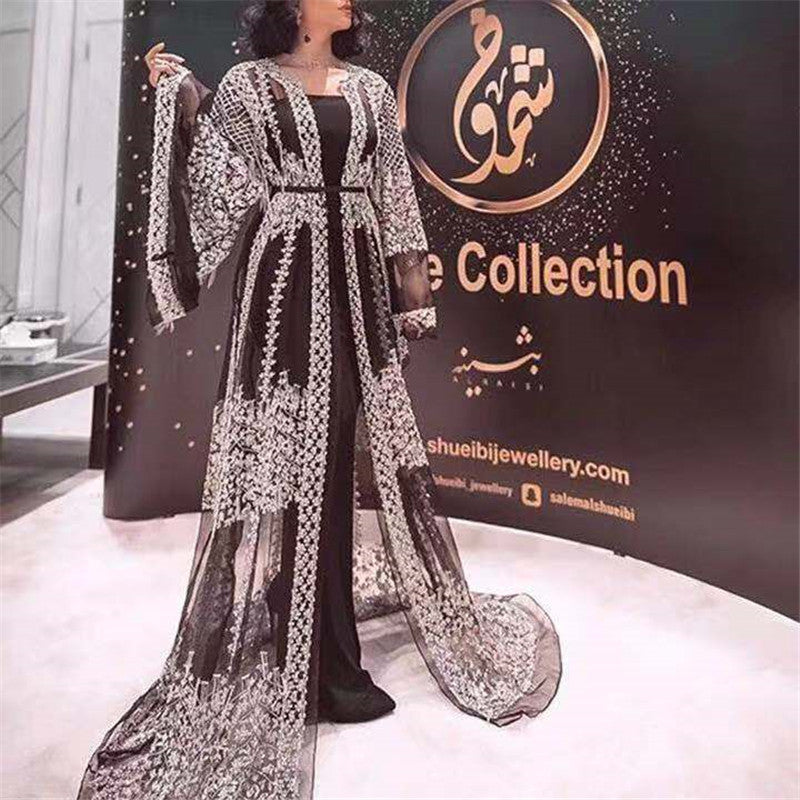 Lace Deep V-neck Wedding  Retro French Evening Dress