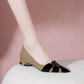 Red thick heel flat soft leather women's shoes