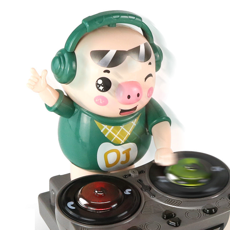 New Electric DJ Playing DJ Piggy Swing Bar Colorful Lighting Dynamic Music Rock Pig Children's Toys Wholesale