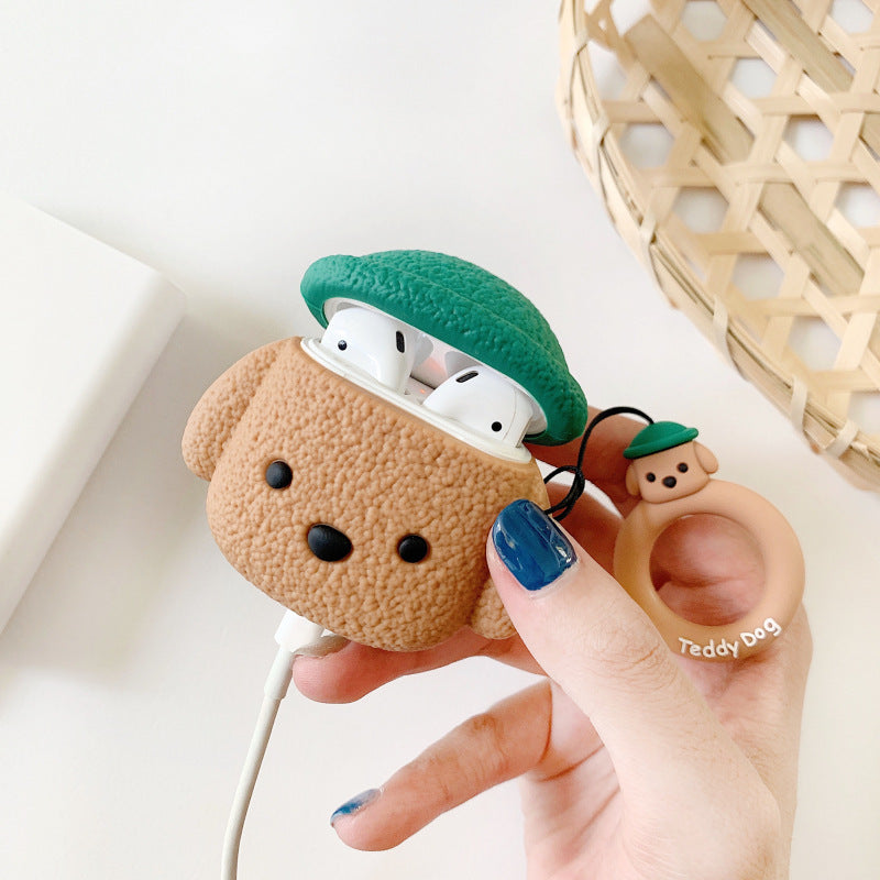 Compatible with Apple, Cartoon Hat Dog Suitable For Apple Airpods Headset Protective Case
