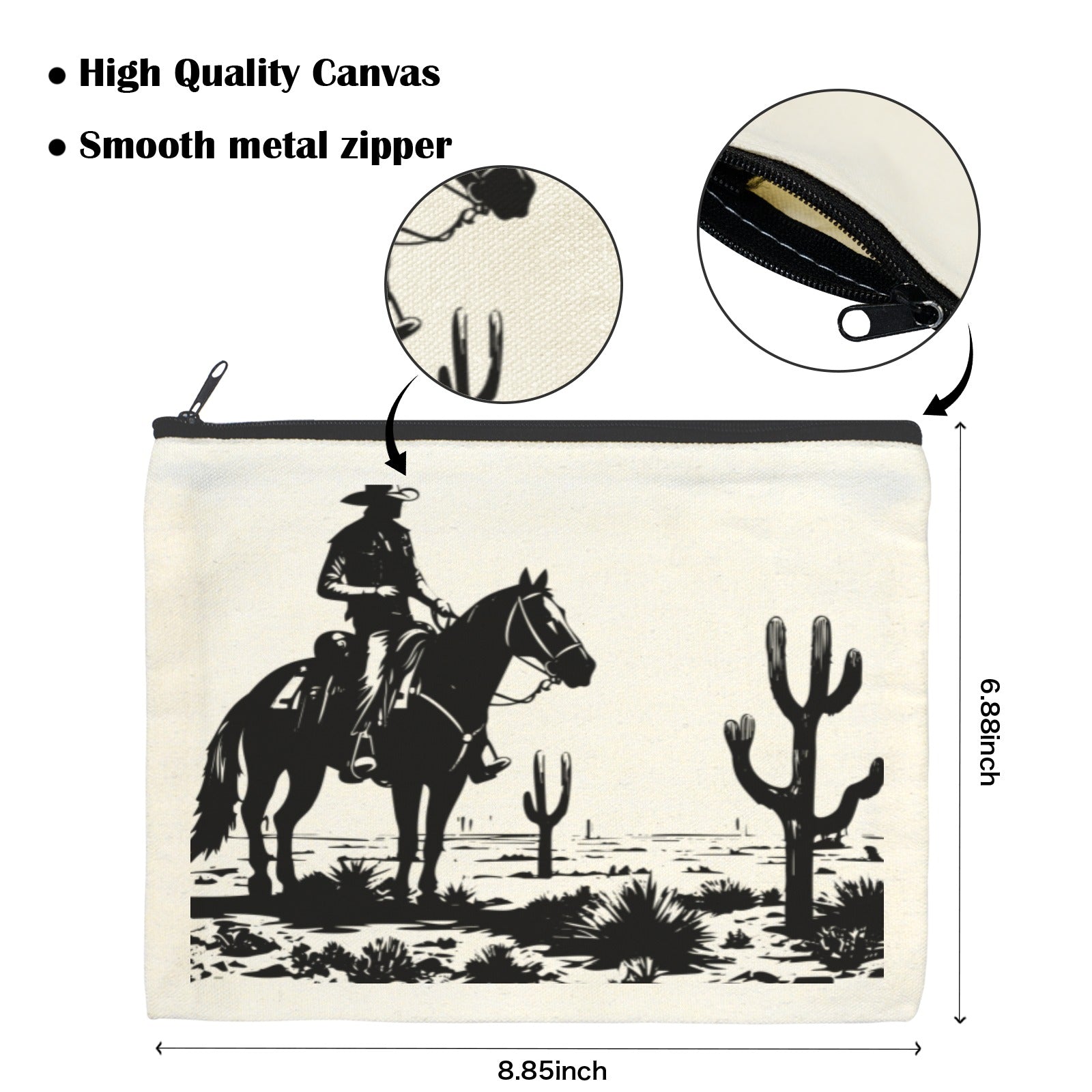 Black White Desert Cosmetic Bag Pack of 5 Made in America Baha Ranch Western Wear