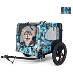 Outdoor Heavy Duty Collapsible Pet Bike Trailer with 16-Inch All-Terrain Wheels & Universal Hitch – Foldable Dog/Cargo Carrier Cart for Bicycles, blue+black