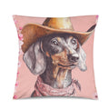Baha Ranch Cowgirl Dachsund  Velvety Soft Throw Pillow Case Made in America Baha Ranch Western Wear