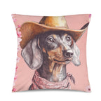 Baha Ranch Cowgirl Dachsund  Velvety Soft Throw Pillow Case Made in America Baha Ranch Western Wear
