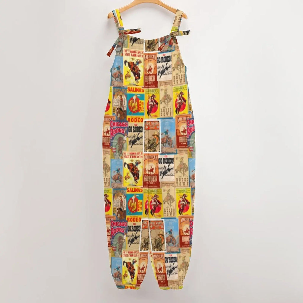 Baha Ranch Vintage Rodeo Poster Overalls Jumpsuit Baha Ranch Western Wear