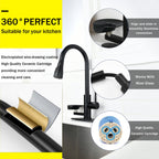 3-in-1 Matte Black Kitchen Faucet with LED Temperature Display, Press-Type Glass Rinser, Pull-Down Sprayer, 3 Spray Modes
