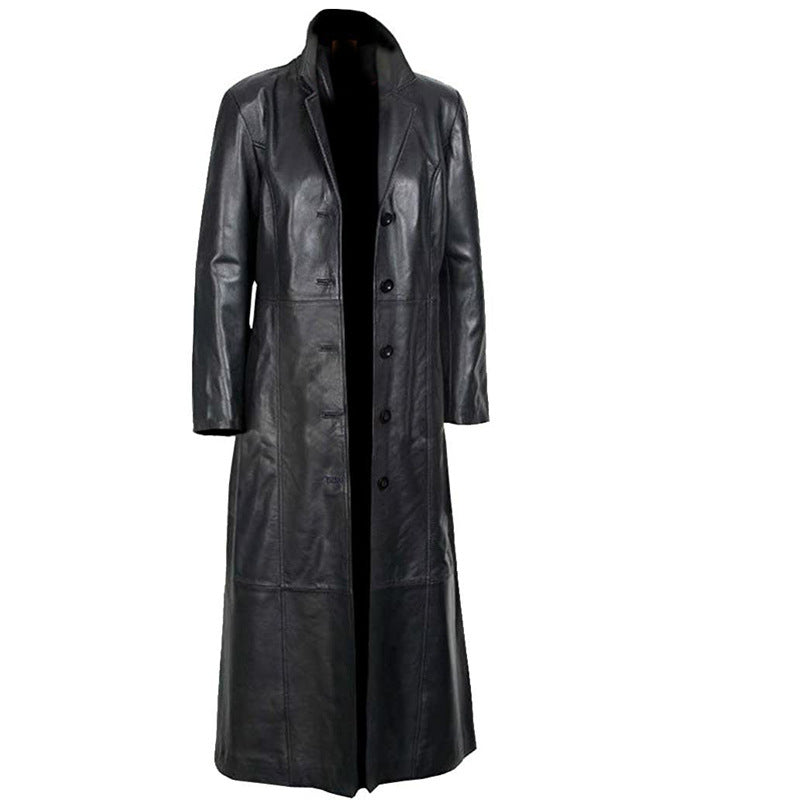 Plus Size Leather Jacket Motorcycle Men's Duster Fur Coat