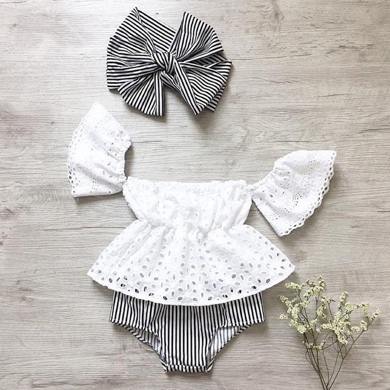 Striped triangle shorts turban