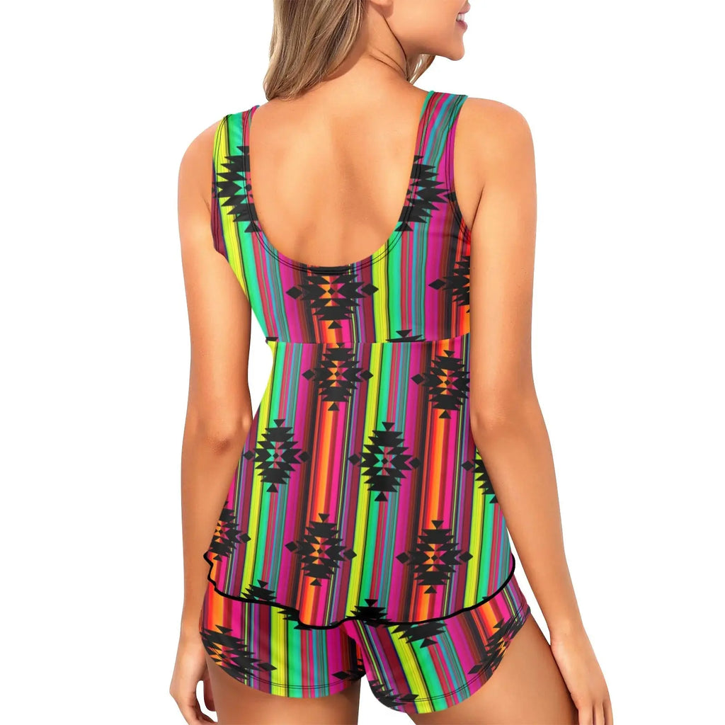 Baha Ranch Neon Aztec Tankini & Boy Shorts Swim Set Baha Ranch Western Wear