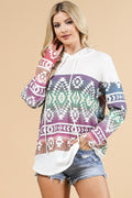 Chama Valley Aztec Print Waffle Knit Lightweight Hoodie Made in America Baha Ranch Western Wear