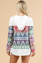 Chama Valley Aztec Print Waffle Knit Lightweight Hoodie Made in America Baha Ranch Western Wear