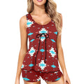 Baha Ranch Burgandy Aztec Tankini & Boy Shorts Swim Set Baha Ranch Western Wear