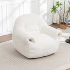 Bean Bag Chair, Comfy Bean Bag Sofa with Back Support, Faux Fur Bean Bag Chair for Adults and Kids, Stuffed Floor Sofa for Living Room, Bedroom, Apartment, White