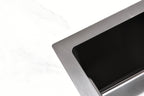 Waterfall Kitchen Sink, Stainless Steel Single Bowl in Black, Multifunctional Workstation with Flying-rain Faucet and Cutting Board, 30×18″ Stainless Steel Single Bowl Sink, LS-SSBL05