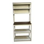 31.50' White and Rustic Brown color 5-Tier Bakers Rack for Kitchen with Storage, Coffee Bar, Kitchen Shelves,  Microwave Stand