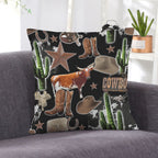 Baha Ranch Cowboy Collage Velvety Soft Throw Pillow Case Made in America Baha Ranch Western Wear
