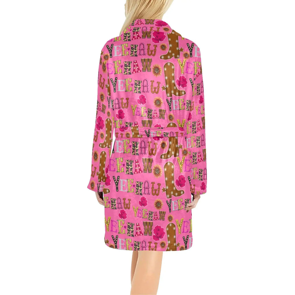 Pink Yeehaw Women's Western Bath Robe Baha Ranch Western Wear