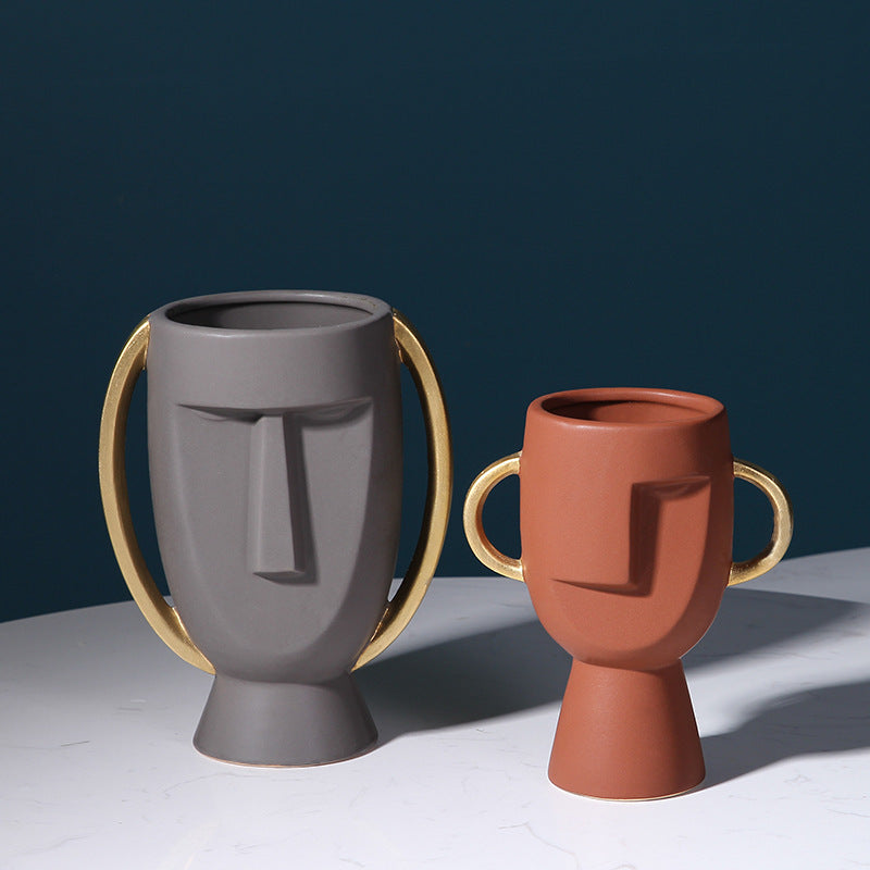 Northern Europe Limelight Resembles Facial Ceramic Vase Originality Is Contracted
