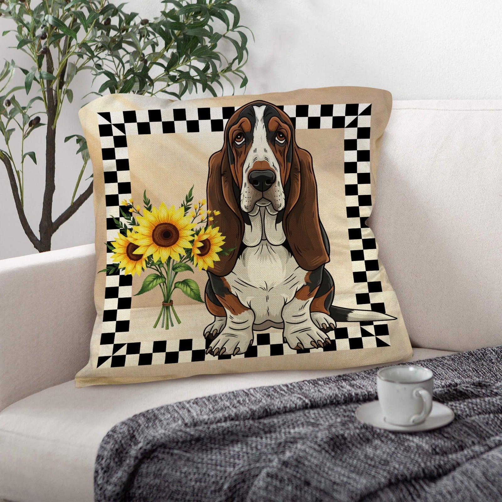 Basset Hound Throw Pillow Case Made in America Baha Ranch Western Wear
