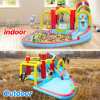 7 in1 Inflatable slide water park bouncing house outdoor Soccer garden bouncer with Splash pool  & Water gun & Climbing wall & Basketball & Football