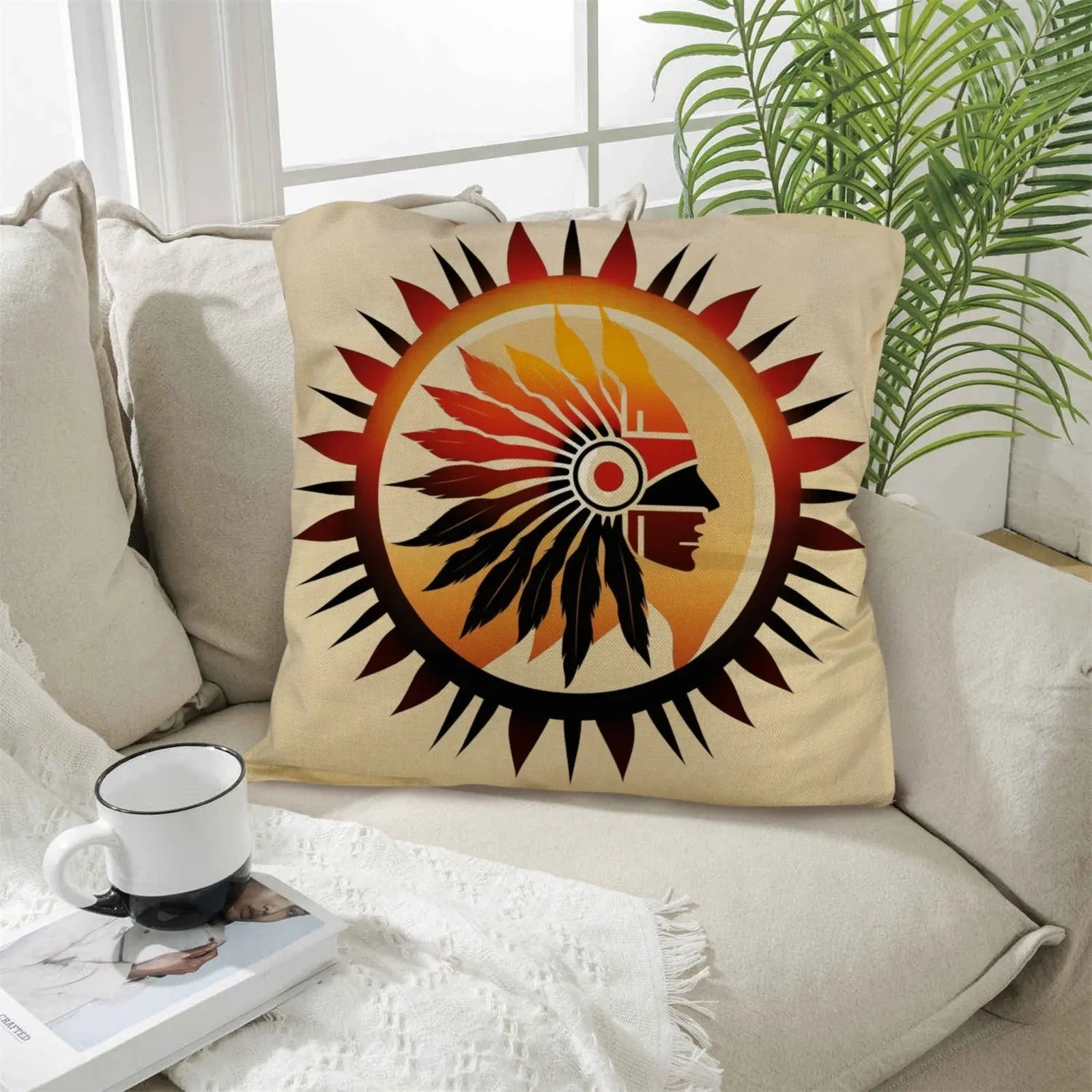 Native Sun Throw Pillow Case Made in America Baha Ranch Western Wear
