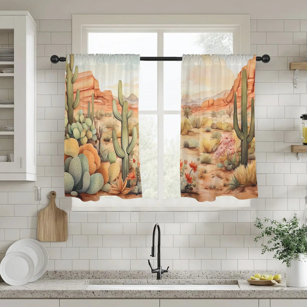 Watercolor Desert Curtains 28"x40" (2-Piece) Made in America Baha Ranch Western Wear