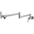 Pot Filler,Wall Mount Commercial Pot Filler Faucet,304 SS Material Kitchen Folding Faucet,Coffee Machine Faucet with Stretchable Double Joint Swing Arms,Style A,Black ened