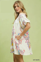 Umgee Boho Floral Print Mini Dress with Pockets