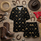 Baha Ranch Rodeo Cowboy Women's Western Short Pajama Set Made in America Baha Ranch Western Wear