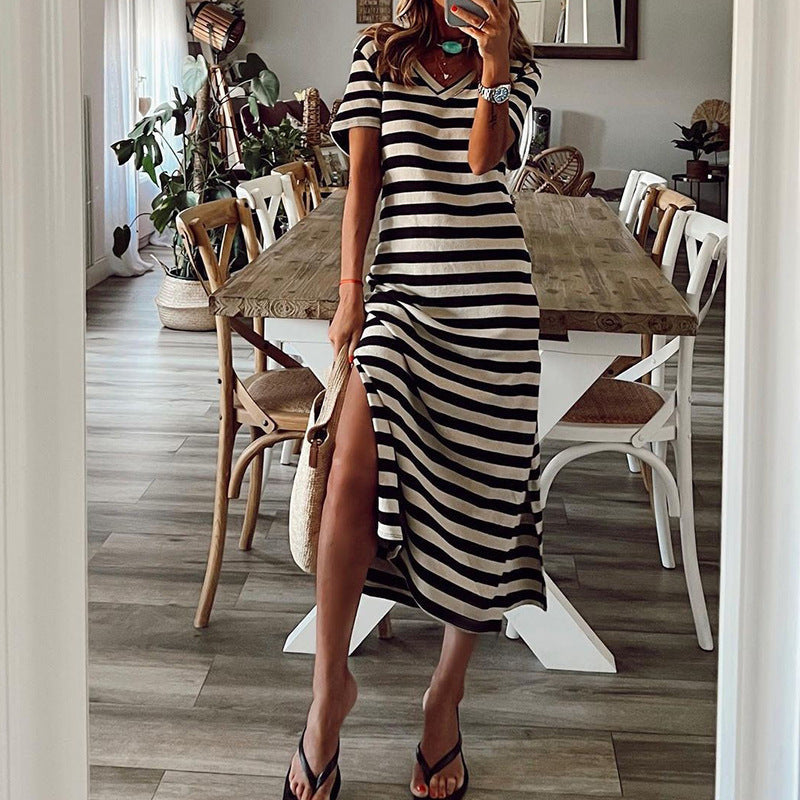 Women's Plus Size Printed Slit Loose Hem Dress