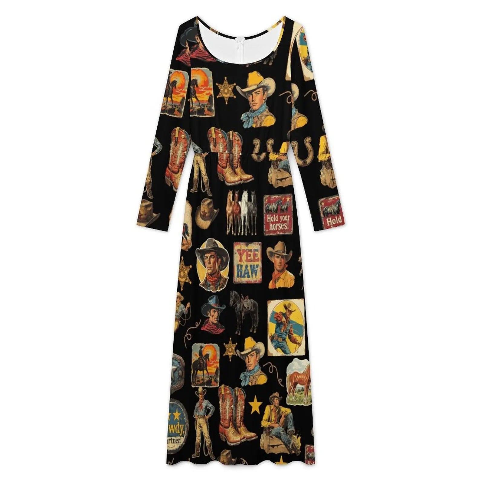 Baha Ranch Vintage Cowboy Collage Western Jumpsuit Baha Ranch Western Wear