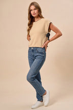 SO ME Lightweight Sweater Dolman Side Ribbon Tie Top