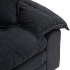 84' Chenille Sofa Small Sofa Loveseat Deep Seat Sofa Couch with 2 Throw Pillows & Memory Foam for Living Room Apartment Office Lounge-Black