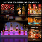 LED Lighted Liquor Bottle Display Shelf, 37 Inch Bar Display Shelf, DIY Illuminated Bottle Shelf with App & Remote Control, 2 Step Freestanding Holding Bottles for Home Bar, Party, Grey
