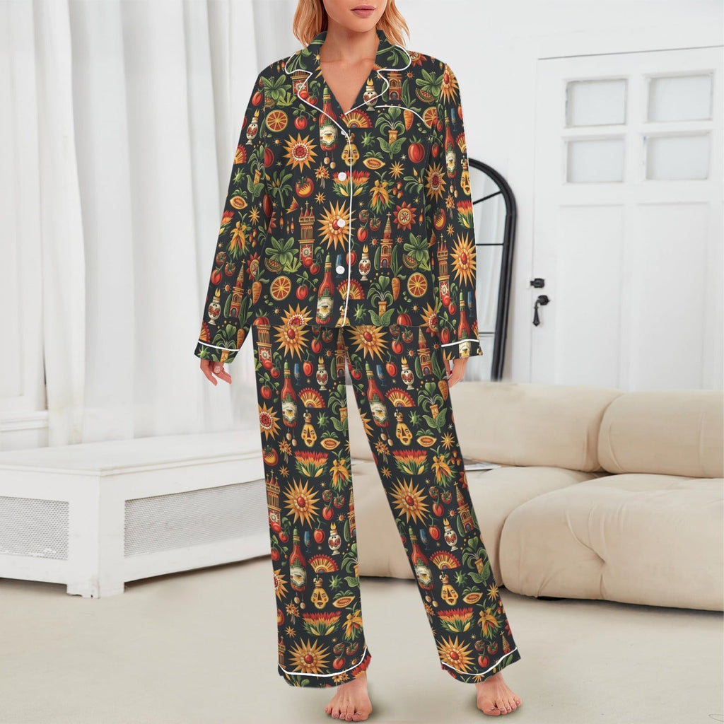 Baha Ranch Colores De Mexico - Mexican Culture Satin Pajamas Baha Ranch Western Wear