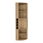 Oban Corner Bar Cabinet with Five Shelves , Eight Bottle Cubbies and Steamware Macadamia
