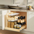 Under Sink Organizers and Storage 19½' W x 21' D, 2 Tier Pull Out Cabinet Organizer with Hard Close, Adjustable Pull Out Cabinet organizer with U Bracket for Bathroom Kitchen(Left)