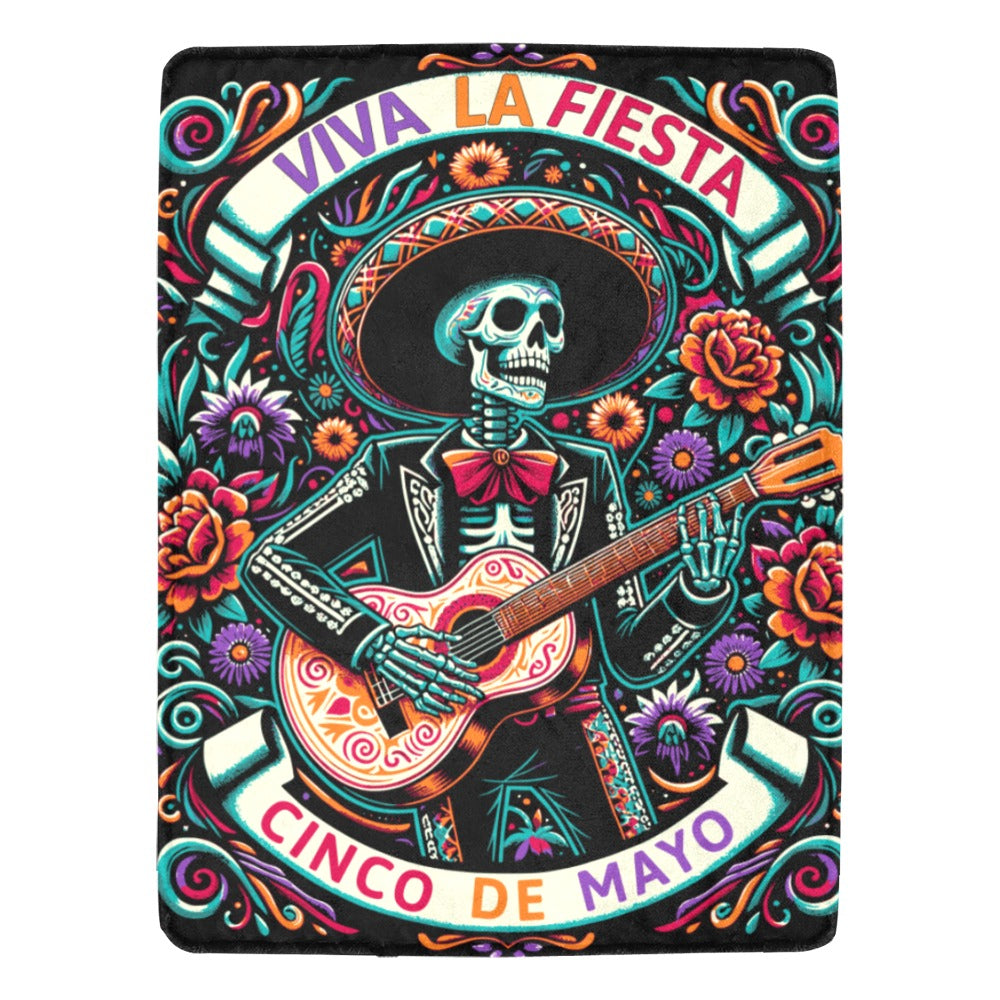 Cinco De Mayo Dia de los Muertes Throw Blanket Ultra-Soft Micro Fleece Blanket 60" x 80" Made in America Baha Ranch Western Wear