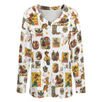 Baha Ranch Vintage Cowgirl Collage Western Print Long Sleeve Top Baha Ranch Western Wear