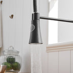 Commercial Black Kitchen Faucet with Pull Down Sprayer, Single Handle Single Lever Kitchen Sink Faucet
