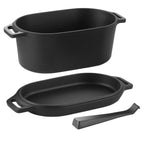Enameled Cast Iron Dutch Oven Heavy-Duty Cookware with Lid Handles 3.5 Qt Black
