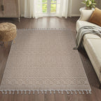 NAAR Guros Collection 5X7 Mocha / Geometric Indoor / Outdoor Area Rug