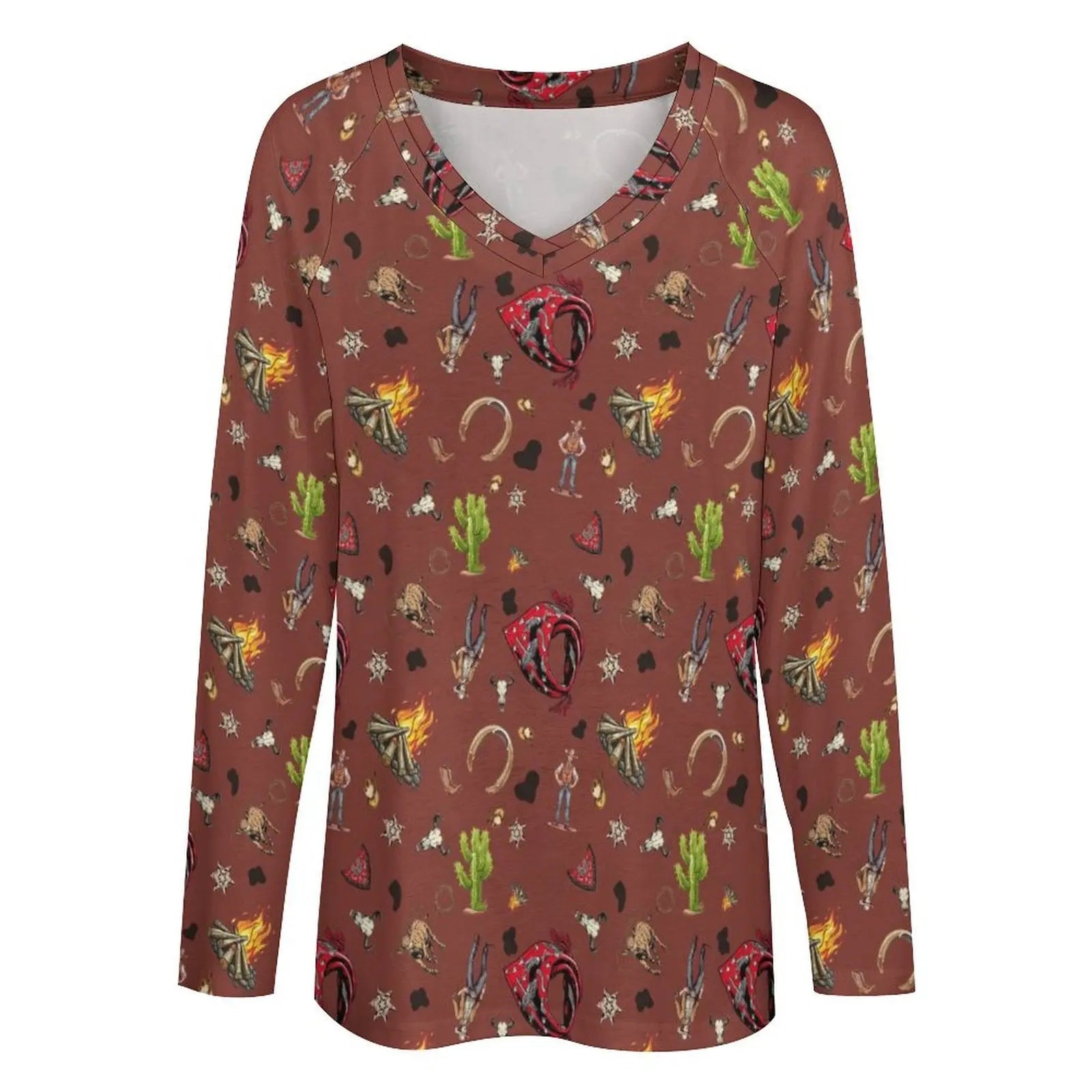 Baha Ranch Western Print Long Sleeve Top Baha Ranch Western Wear