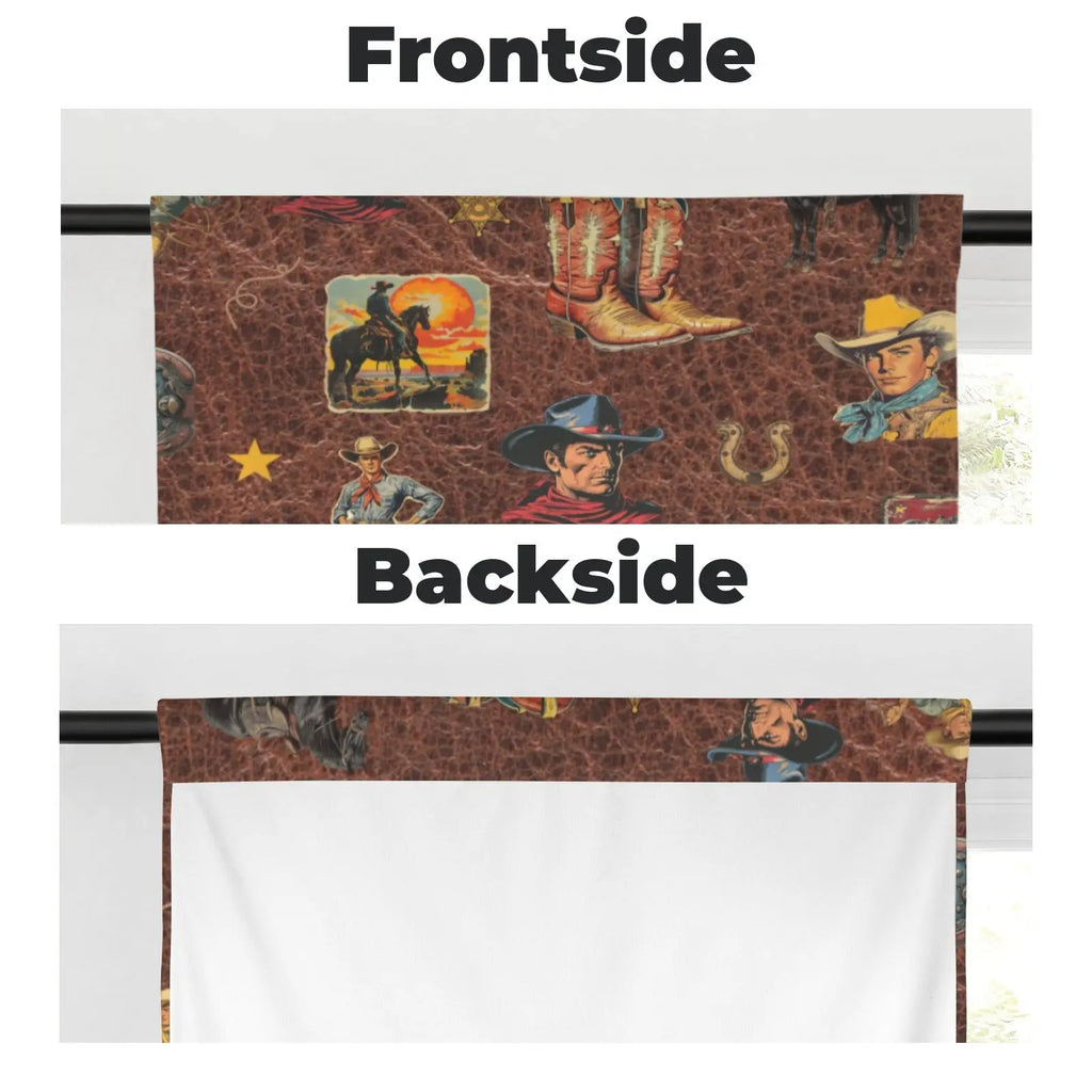 Vintage Cowboy Collage Western Curtains 28" x 40" Made in America Baha Ranch Western Wear