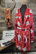 Burgundy Aztec Women's Western Bath Robe Baha Ranch Western Wear