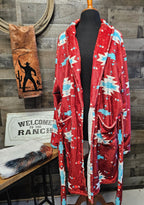 Burgundy Aztec Women's Western Bath Robe Baha Ranch Western Wear