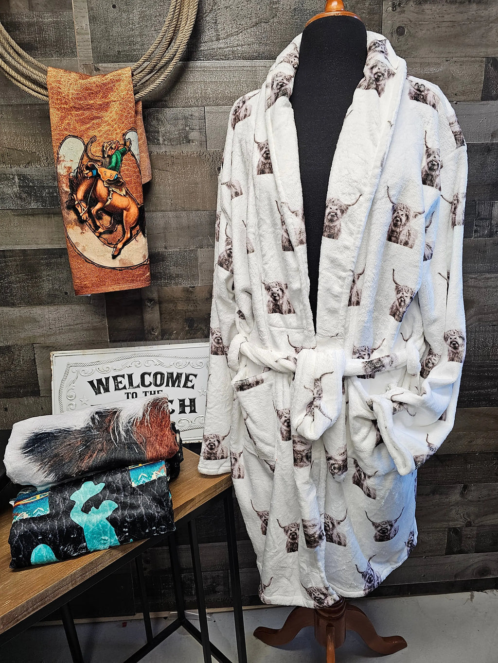 Silly Highland Cow Women's Western Bath Robe Baha Ranch Western Wear