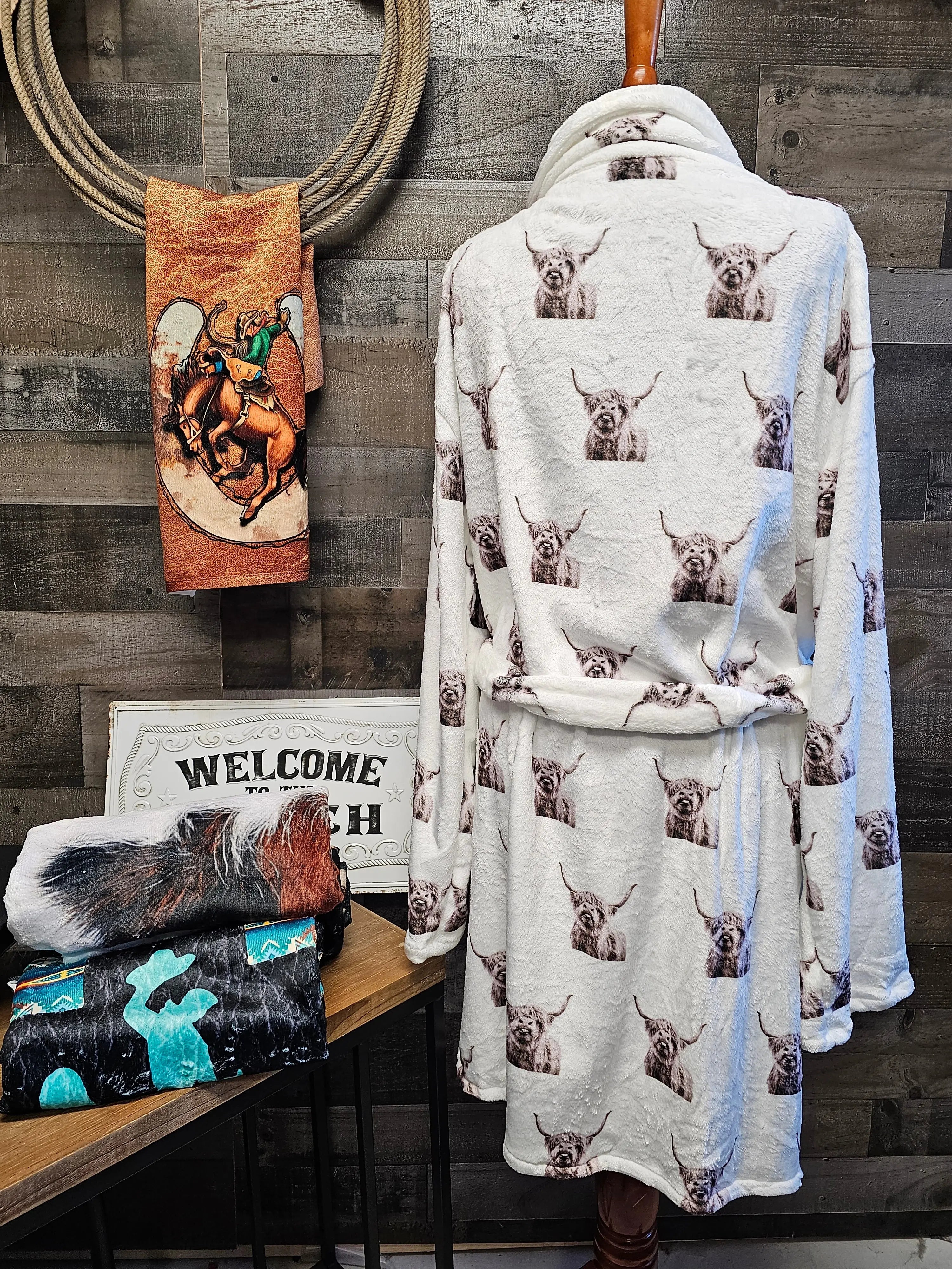 Silly Highland Cow Women's Western Bath Robe Baha Ranch Western Wear